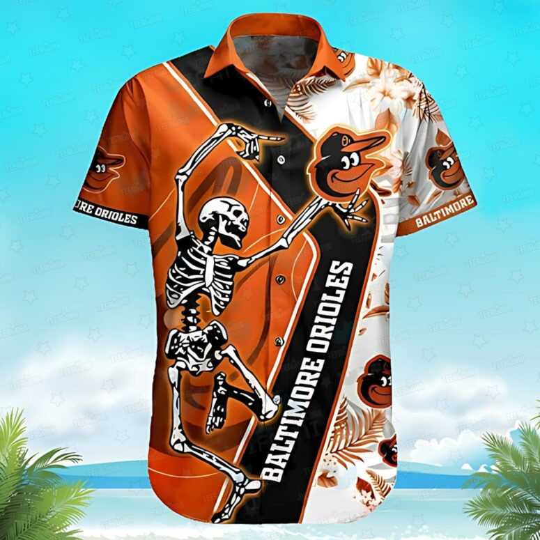 Baltimore Orioles Skeleton Swing Hawaiian Shirt