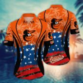 Baltimore Orioles Star Spangled Tropical Hawaiian Shirt - TeeAloha