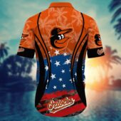 Baltimore Orioles Star Spangled Tropical Hawaiian Shirt Back - TeeAloha