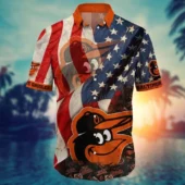 Baltimore Orioles Stars Stripes Aloha Shirt Front - TeeAloha