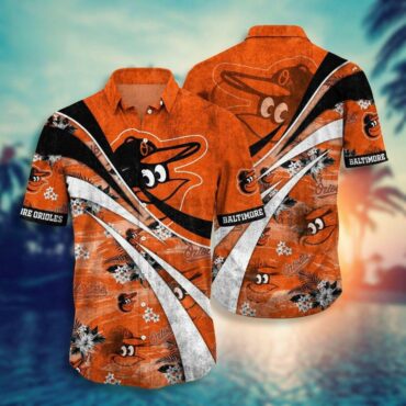 Baltimore Orioles Sunset Striker Hawaiian Shirt