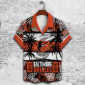 Baltimore Orioles Tiki Palms Hawaiian Shirt Front - TeeAloha