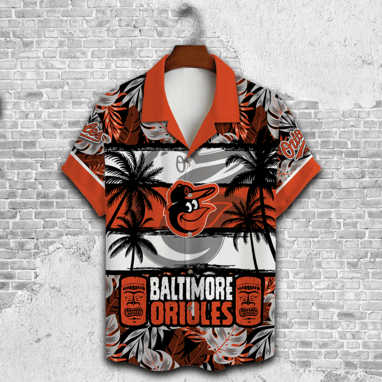 Baltimore Orioles Tiki Palms Hawaiian Shirt