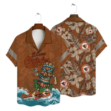 Baltimore Orioles Tiki Surfer Hawaiian Shirt