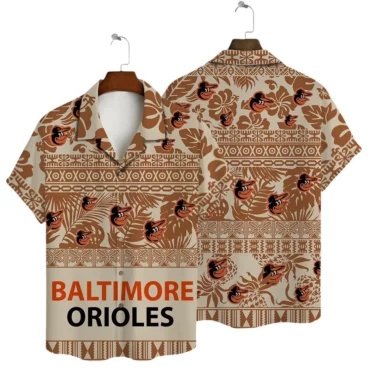 Baltimore Orioles Tribal Pattern Hawaiian Shirt