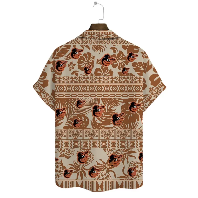 Baltimore Orioles Tribal Pattern Hawaiian Shirt