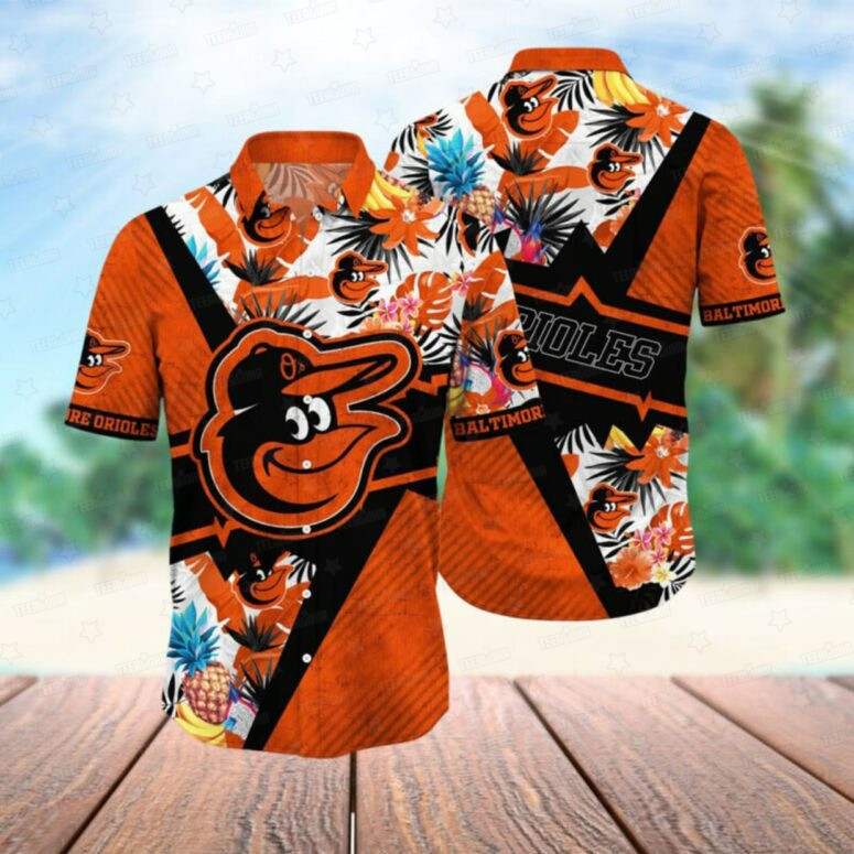 Baltimore Orioles Tropical Blaze Hawaiian Shirt