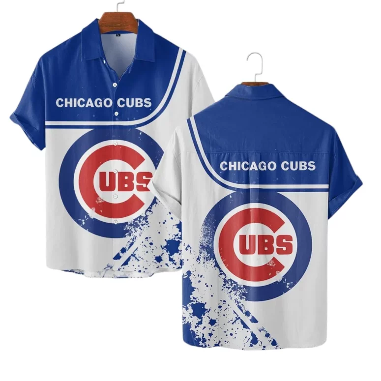 Chicago Cubs Bold Logo Splash Hawaiian Shirt