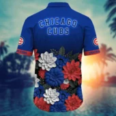 Chicago Cubs Floral Fanfare Hawaiian Shirt Back - TeeAloha