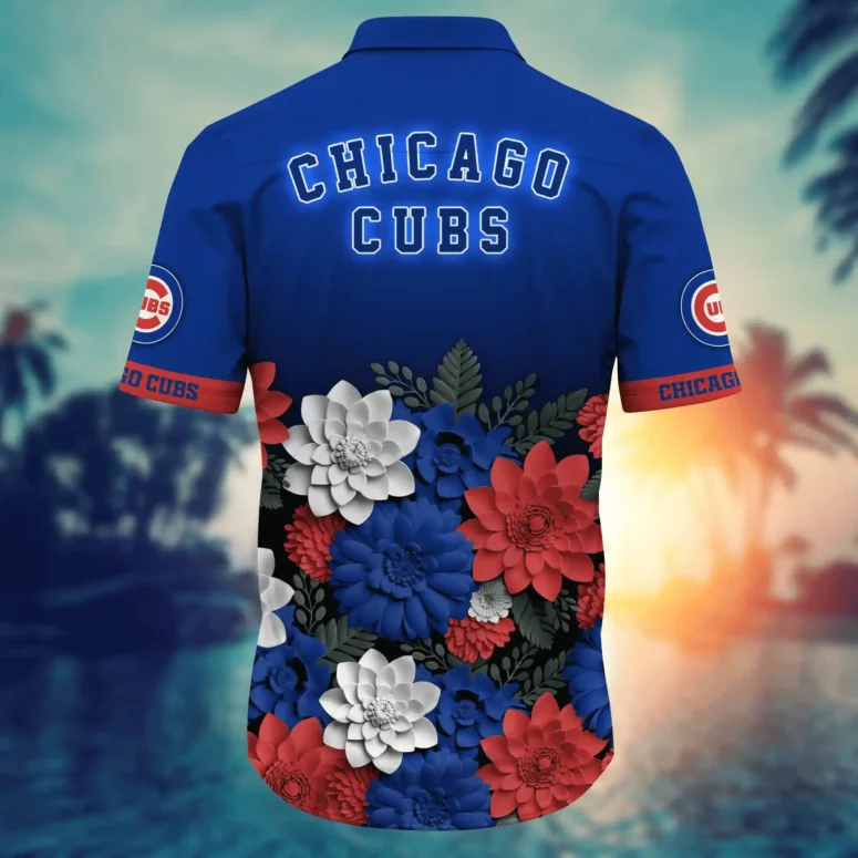 Chicago Cubs Floral Fanfare Hawaiian Shirt