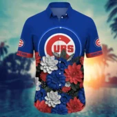 Chicago Cubs Floral Fanfare Hawaiian Shirt Front - TeeAloha