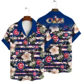 Chicago Cubs Floral Stripe Beach Hawaiian Shirt - TeeAloha