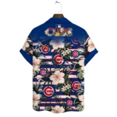 Chicago Cubs Floral Stripe Beach Hawaiian Shirt Back - TeeAloha