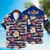 Chicago Cubs Hibiscus Stripes Hawaiian Shirt - TeeAloha