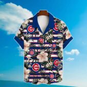 Chicago Cubs Hibiscus Stripes Hawaiian Shirt Front - TeeAloha