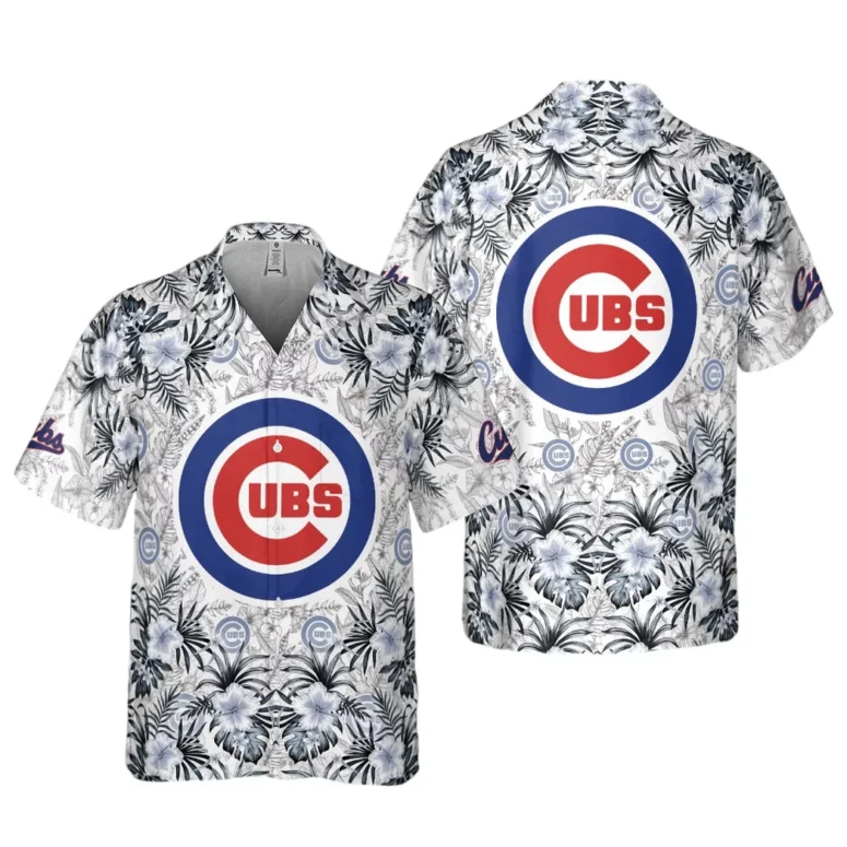 Chicago Cubs Monochrome Tropical Hawaiian Shirt