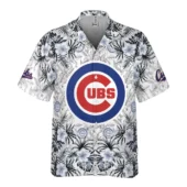 Chicago Cubs Monochrome Tropical Hawaiian Shirt Front - TeeAloha