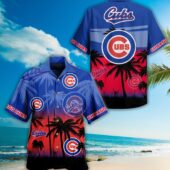 Chicago Cubs Sunset Palms Hawaiian Shirt