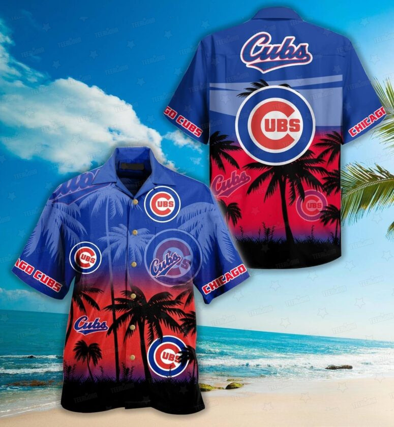 Chicago Cubs Sunset Palms Hawaiian Shirt