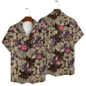 Chicago Cubs Tropical Brown Leaf Hawaiian Shirt - TeeAloha