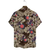 Chicago Cubs Tropical Brown Leaf Hawaiian Shirt Back - TeeAloha