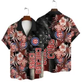 Chicago Cubs Tropical Red Floral Hawaiian Shirt - TeeAloha