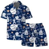 Houston Astros Baseball Classic Hawaiian Shirt Front With Short - TeeAloha