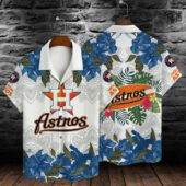 Houston Astros Blue Hibiscus Floral Hawaiian Shirt - TeeAloha