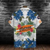 Houston Astros Blue Hibiscus Floral Hawaiian Shirt Back - TeeAloha