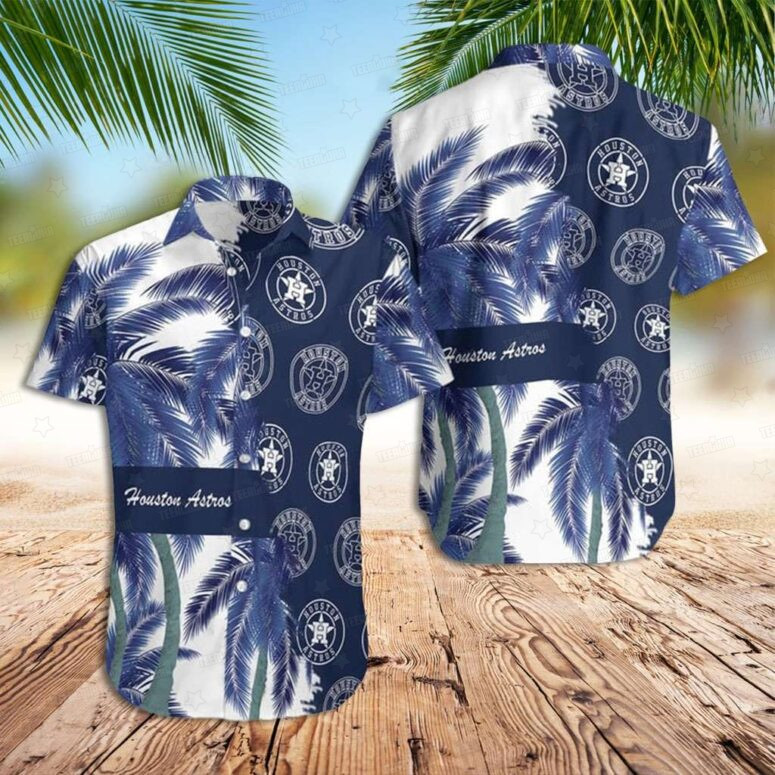 Houston Astros Blue Palm Breeze Hawaiian Shirt