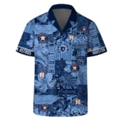 Houston Astros Blue Wave Patch Hawaiian Shirt Front - TeeAloha