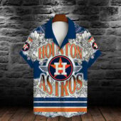 Houston Astros Bold Floral Hawaiian Shirt Front - TeeAloha