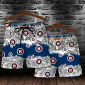 Houston Astros Bold Floral Hawaiian Shorts - TeeAloha