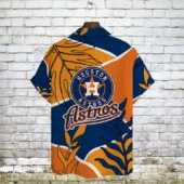 Houston Astros Bold Leaves Hawaiian Shirt Back - TeeAloha