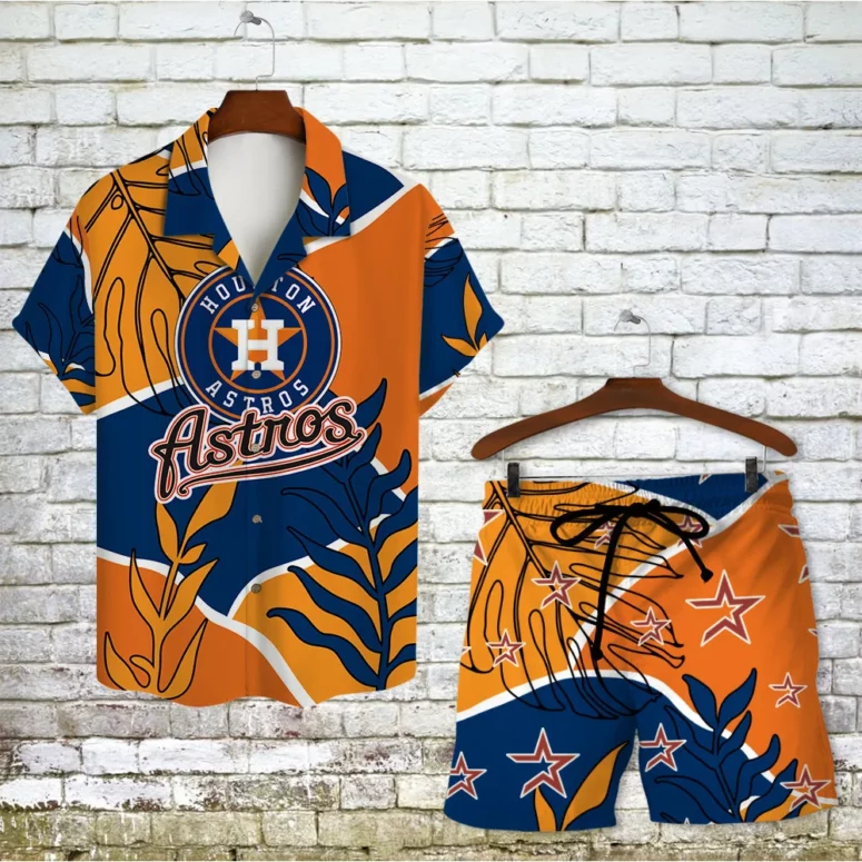 Houston Astros Bold Leaves Hawaiian Shirt