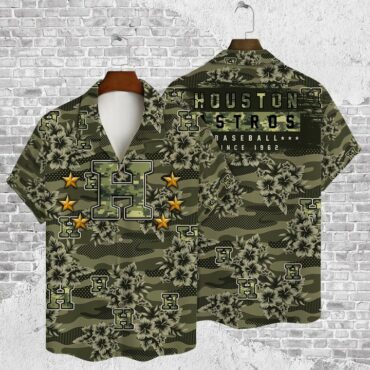 Houston Astros Camo Military Hawaiian Shirt