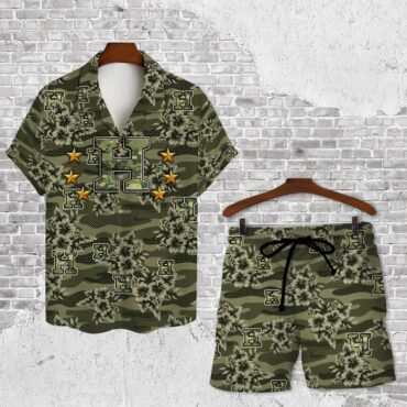 Houston Astros Camo Military Hawaiian Shirt