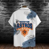 Houston Astros Floral Badge Hawaiian Shirt Back - TeeAloha