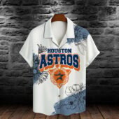 Houston Astros Floral Badge Hawaiian Shirt Front - TeeAloha