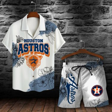 Houston Astros Floral Badge Hawaiian Shirt