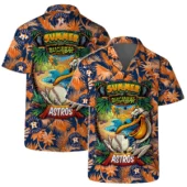 Houston Astros Floral Crest Hawaiian Shirt - TeeAloha