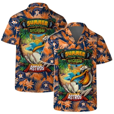 Houston Astros Floral Crest Hawaiian Shirt