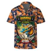 Houston Astros Floral Crest Hawaiian Shirt Front - TeeAloha