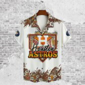 Houston Astros Floral Field Hawaiian Shirt Front - TeeAloha