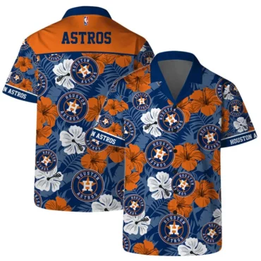 Houston Astros Floral Hibiscus Hawaiian Shirt