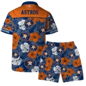 Houston Astros Floral Hibiscus Hawaiian Shirt Back With Short - TeeAloha