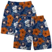 Houston Astros Floral Hibiscus Hawaiian Shirt Shorts - TeeAloha