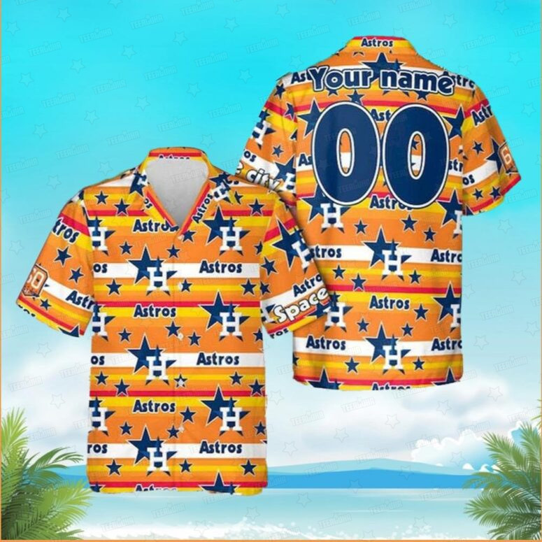 Houston Astros Galactic Stripes Personalized Hawaiian Shirt