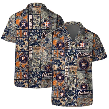 Houston Astros Heritage Patch Hawaiian Shirt