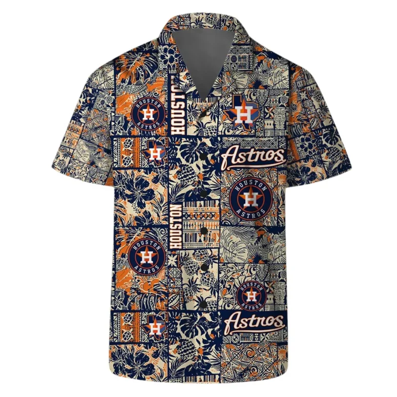 Houston Astros Heritage Patch Hawaiian Shirt